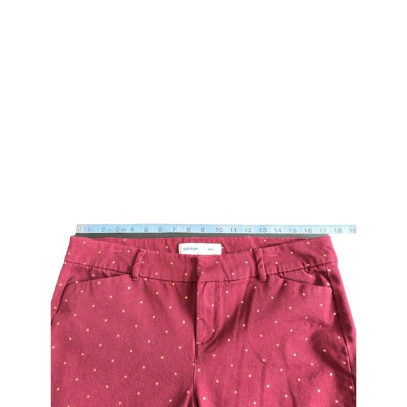 Old Navy Burgundy Rose Gold Polka Dot Mid-Rise Pixie Ankle Pants Size 14 Petite - Picture 11 of 14
